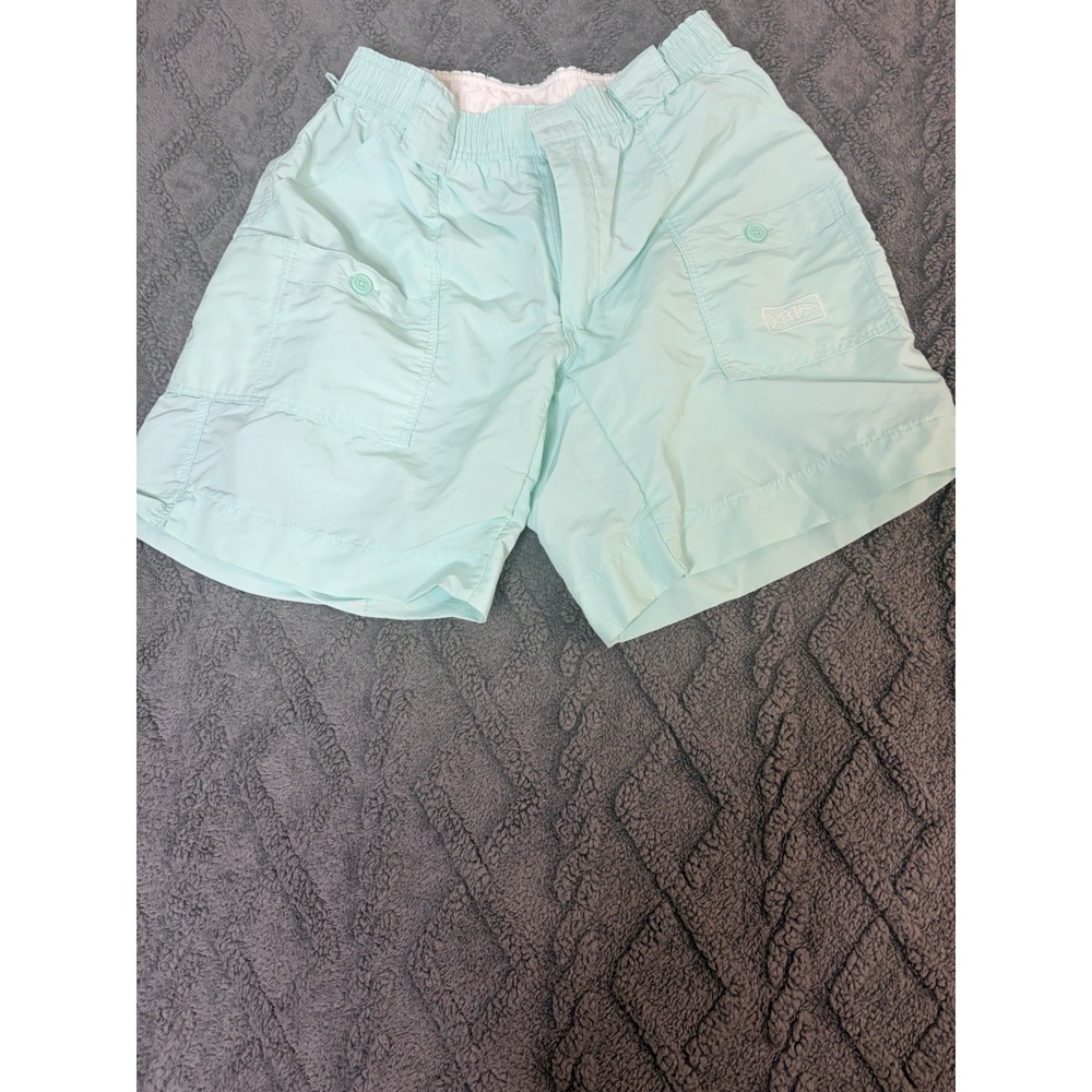 AFTCO Fishing Shorts Size 30 Aqua Elastic Waist Cargo Angler Outdoor Nylon